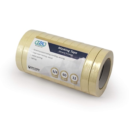 Idl Packaging 3/4 in W x 60 yd. L, 5 mil Thick, White, 12 PK T-4457-34